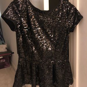 Black sequin peplum shirt